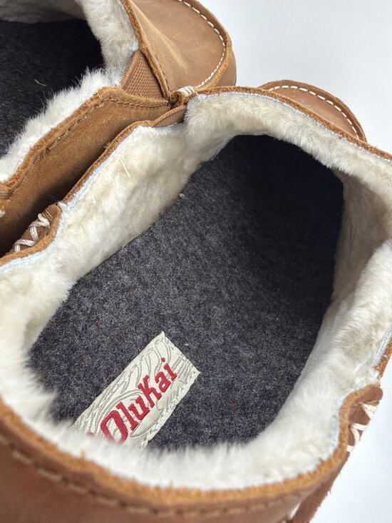 Olukai Moloa Genuine Shearling Convertible Slippers Toffee Brown Leather Men 13 main image 13